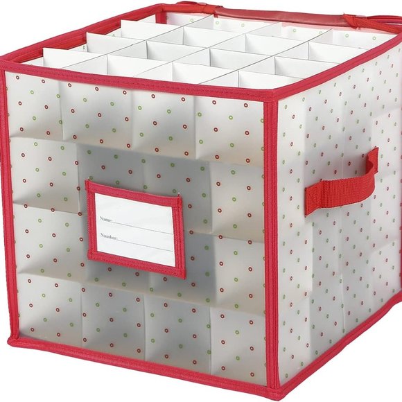 Plastic Christmas Ornament Storage Box Zippered Closure - Stores up to 64 - Picture 1 of 6